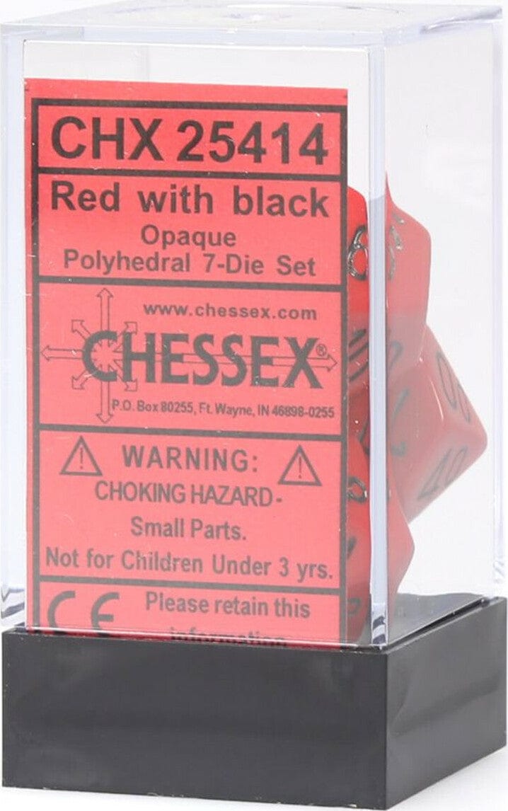 Opaque Polyhedral Red/black 7-Die Set - Saltire Games