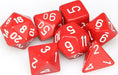 Opaque Polyhedral Red/white 7-Die Set - Saltire Games