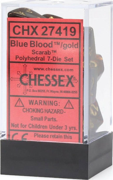Scarab® Polyhedral Blue Blood™/gold 7-Die Set - Saltire Games