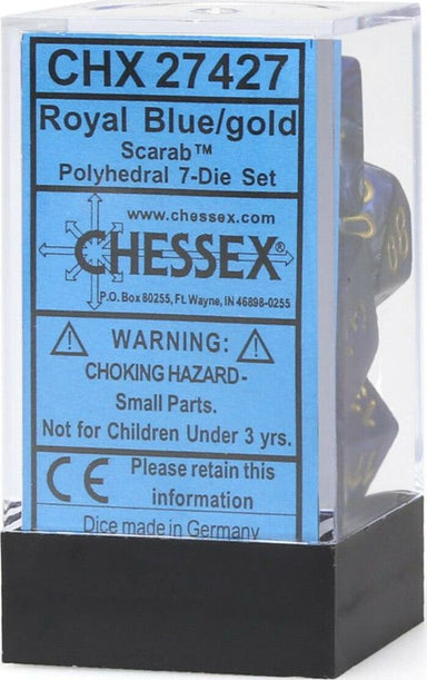 Scarab® Polyhedral Royal Blue/gold 7-Die Set - Saltire Games