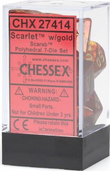 Scarab® Polyhedral Scarlet™/gold 7-Die Set - Saltire Games