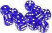 Translucent 16mm D6 Blue/white Dice Block™ (12 dice) - Saltire Games