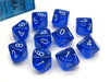 Translucent Blue/White D10 Set - Saltire Games