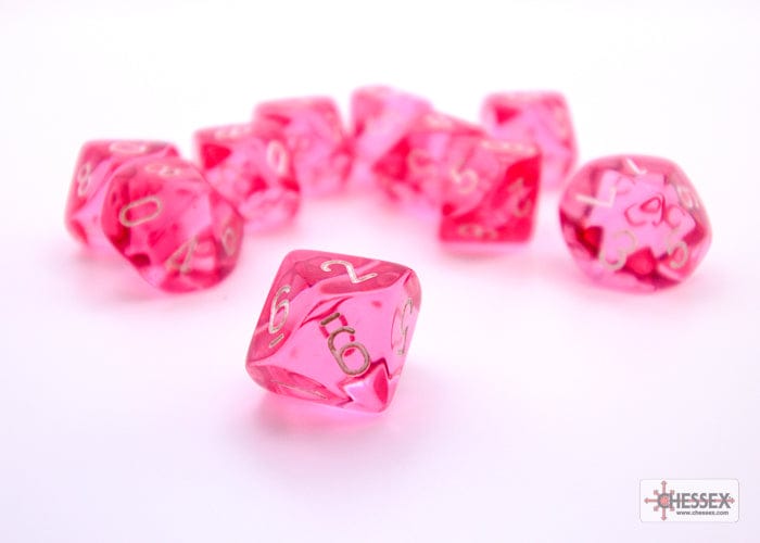 Translucent Pink/white d10 Set - Saltire Games