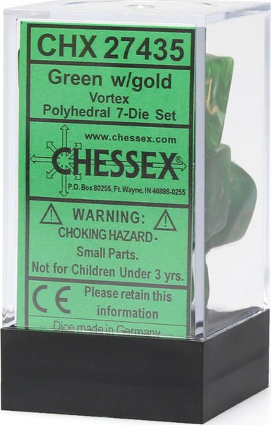 Vortex® Polyhedral Green/gold 7-Die Set - Saltire Games