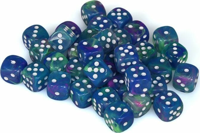 Festive® 12mm D6 Waterlily™/white Dice Block™ (36 dice) - Saltire Games