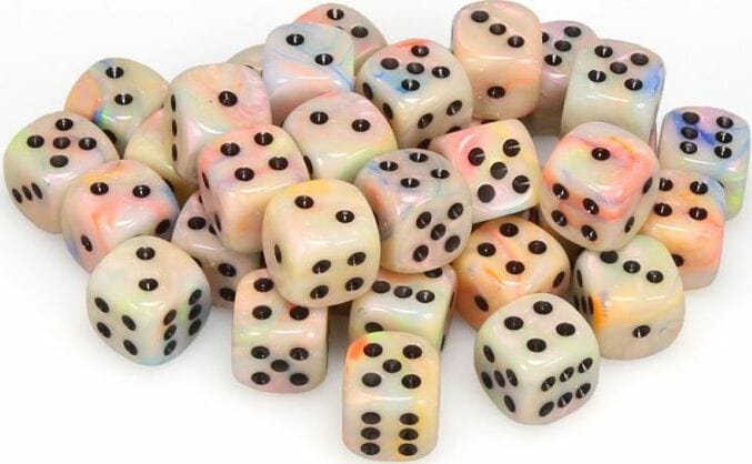 Festive Circus/black 12mm d6 Dice Block (36 dice) - Saltire Games