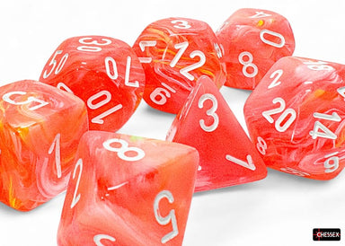 Festive Mega-hedral Dahlia/white Luminary 7-Die Set - Saltire Games