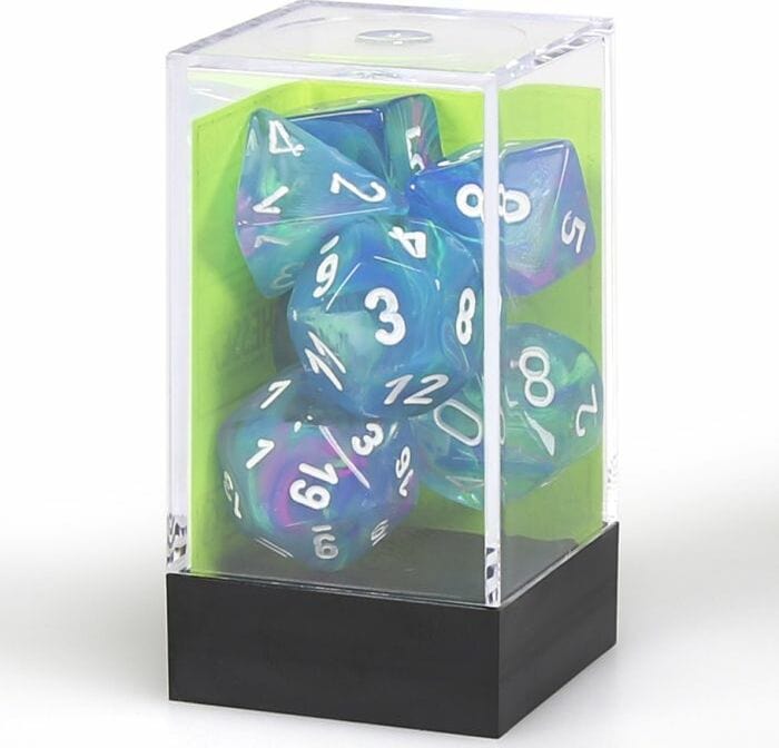 Festive Waterlily/white Polyhedral 7-Die Set - Saltire Games