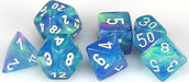 Festive Waterlily/white Polyhedral 7-Die Set - Saltire Games