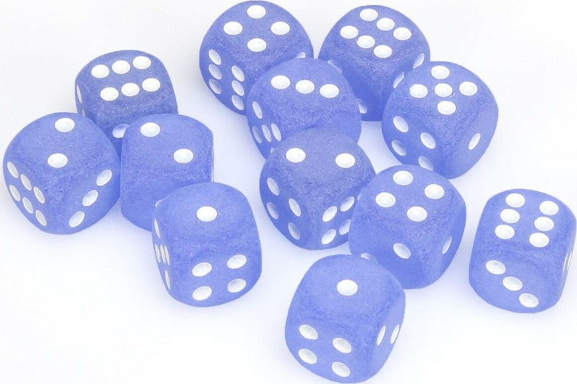 Frosted™ 16mm D6 Blue/white Dice Block™ (12 dice) - Saltire Games