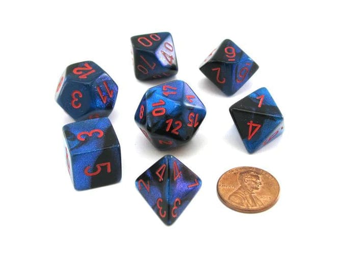 Gemini Black-Starlight/red Mini-Polyhedral 7-Die Set - Saltire Games