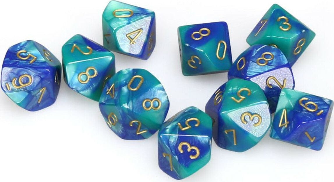 Gemini Blue Teal Gold d10 set - Saltire Games