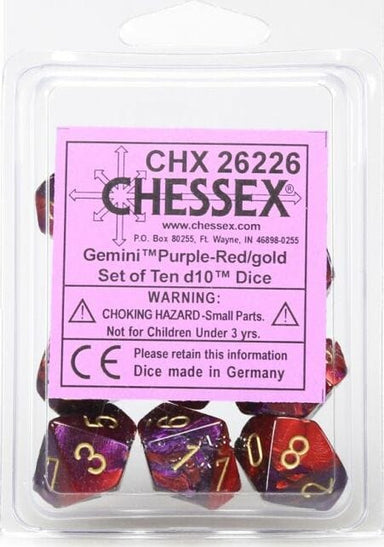 Gemini Purple Red Gold d10 set - Saltire Games