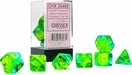 Gemini Translucent Green-Teal/yellow Polyhedral 7-Die Set - Saltire Games