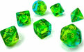Gemini Translucent Green-Teal/yellow Polyhedral 7-Die Set - Saltire Games