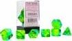 Gemini Translucent Green-Teal/yellow Polyhedral 7-Die Set - Saltire Games