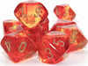 Gemini Translucent Red-Yellow/gold Set of 10 d10s - Saltire Games