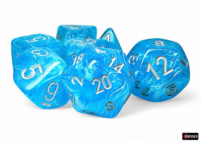 Luminary Mega-hedral Sky/silver Luminary 7-Die Set - Saltire Games
