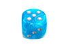 Luminary Sky/silver 50mm d6 dice w/pips - Saltire Games