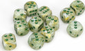 Marble 16mm D6 Green/dark green Dice Block™ (12 dice) - Saltire Games