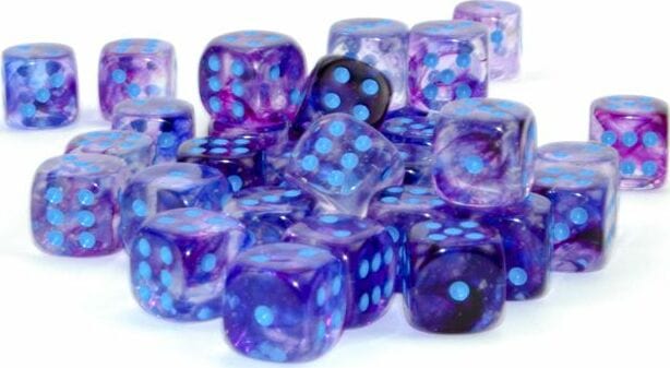 Nebula® 12mm D6 Nocturnal™/blue Luminary™ Dice Block™ (36 dice) - Saltire Games