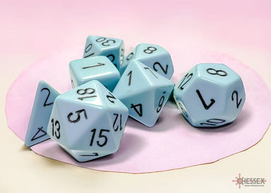 Dice - Plastic Chessex Opaque Pastel Blue/black Polyhedral 7-Dice Set