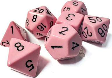 Opaque Pastel Pink/black Polyhedral 7-Dice Set - Saltire Games