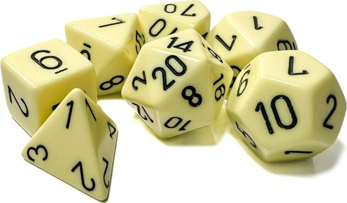 Opaque Pastel Yellow/black Polyhedral 7-Dice Set - Saltire Games