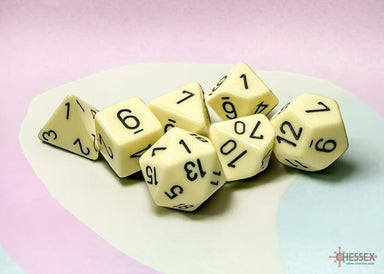 Opaque Pastel Yellow/black Polyhedral 7-Dice Set - Saltire Games