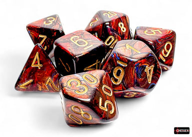 Scarab Mega-hedral Blue Blood/gold 7-Die Set - Saltire Games