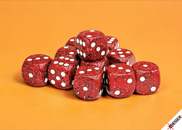 Dice - Plastic Chessex Speckled Lava Stone 16mm d6 Dice Block (12 dice)