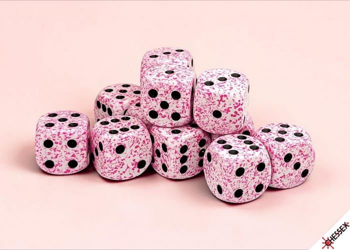 Speckled Pink 16mm d6 Dice Block (12 dice) - Saltire Games