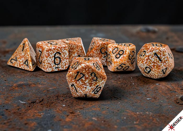 Dice - Plastic Chessex Speckled Rust Polyhedral 7-Dice Set