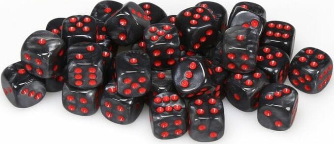 Velvet® 12mm D6 Black/red Dice Block™ (36 dice) - Saltire Games