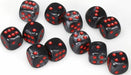 Velvet® 16mm D6 Black/red Dice Block™ (12 dice) - Saltire Games