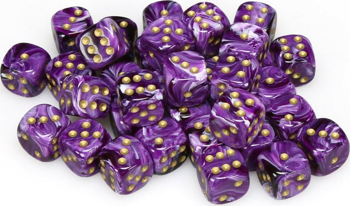 Vortex® 12mm D6 Purple/gold Dice Block™ (36 dice) - Saltire Games