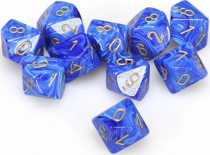 Vortex Blue Gold d10 set - Saltire Games