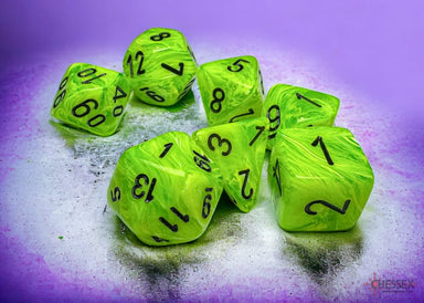 Vortex® Mega-hedral™ Bright Green/black 7-Die Set - Saltire Games