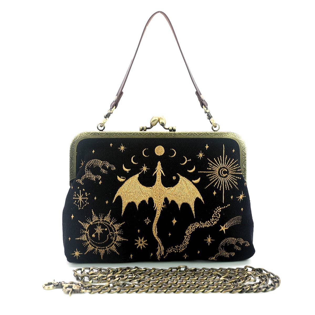 Celestial Dragon Kiss lock bag in linen cotton blend - Saltire Games