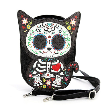 Floral Sugar Skull Cat Shoulder Crossbody Bag - Saltire Games