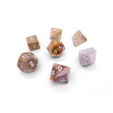 Coral Fossil - 7 Piece RPG Set Gemstone Dice - Saltire Games