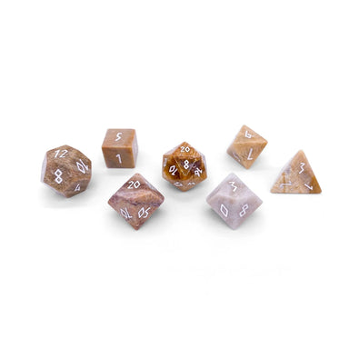 Coral Fossil - 7 Piece RPG Set Gemstone Dice - Saltire Games