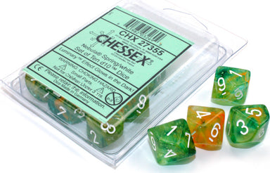 Nebula Spring/White Luminary D10 Set - Saltire Games