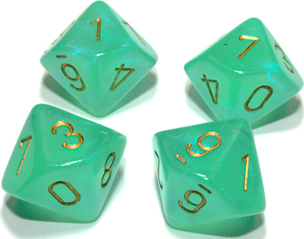 Borealis Light Green Gold Luminary d10 Set - Saltire Games