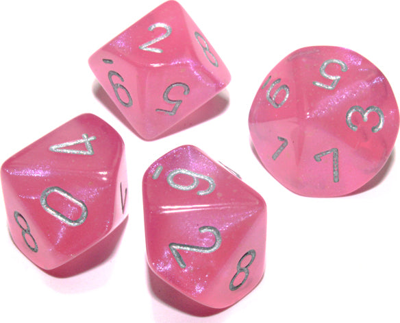 Borealis Pink Silver d10 Set - Saltire Games