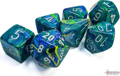 Festive Green/Silver Polyhedral 7-Die Set - Saltire Games