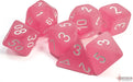 Frosted Pink/white Polyhedral 7-Die Set - Saltire Games