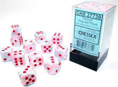 Festive Pop Art Red Pips 16mm D6 Set - Saltire Games