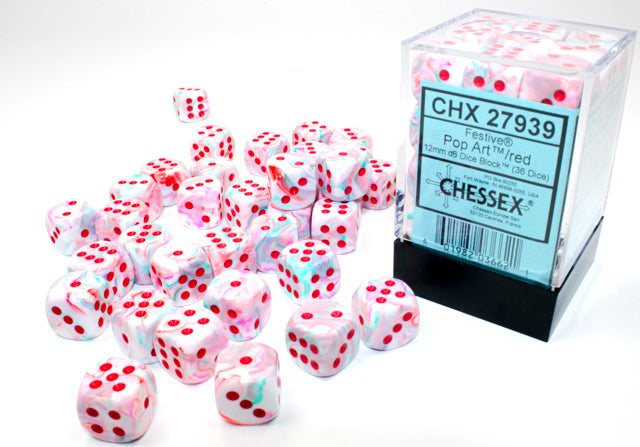 Pop Art Red 12mm D6 - Saltire Games